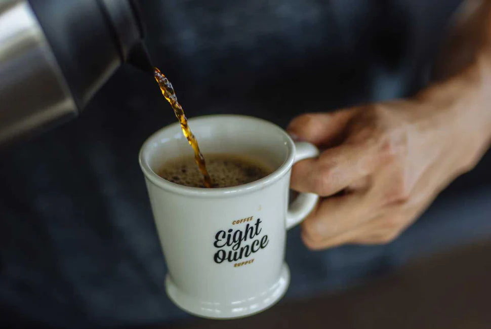 Coffee Cup with Filter Coffee being poured in